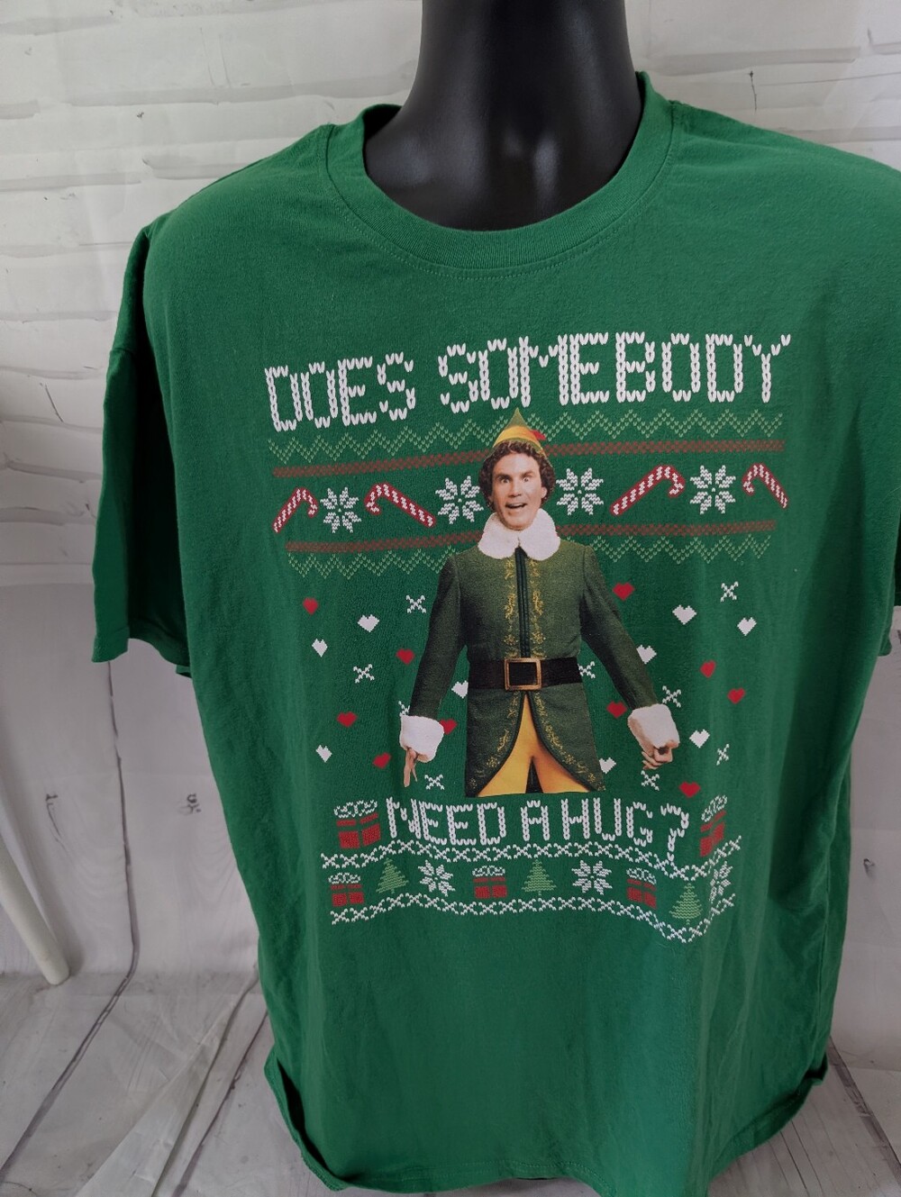 ELF Green Graphic Holiday Tee Size XL Gender Neutral
